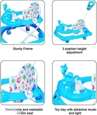 Push Handle Parent to Push Walker Detachable Seat /Handle/ Washable Cushion seat Detachable FootMat 8 wheels with 360⁰ Rotation Kids Walker