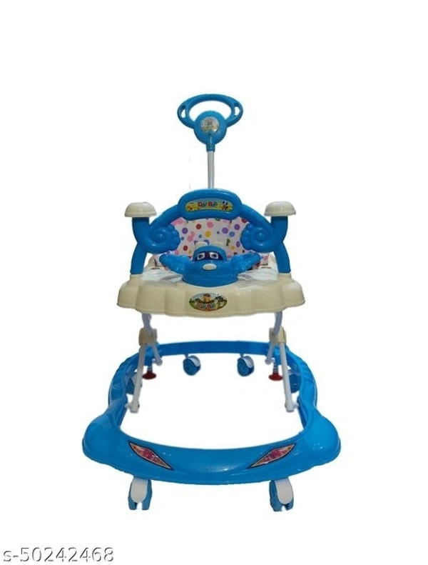 Push Handle Parent to Push Walker Detachable Seat /Handle/ Washable Cushion seat Detachable FootMat 8 wheels with 360⁰ Rotation Kids Walker - Dark Blue