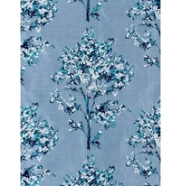 3D Printed Polyester Luxury Look Tree Design Door Curtain Set of 3-7ft height - BLUE