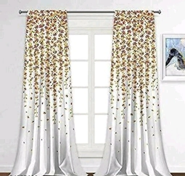 NOBELFAB 3D Printed Polyester White Room Darkening Floral Printed Pack of 2 Room/Living Door Curtain 7 Feet /9 Feet - 9 Feet