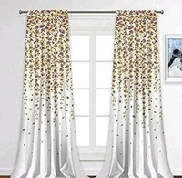 NOBELFAB 3D Printed Polyester White Room Darkening Floral Printed Pack of 2 Room/Living Door Curtain 7 Feet /9 Feet - 7 Feet