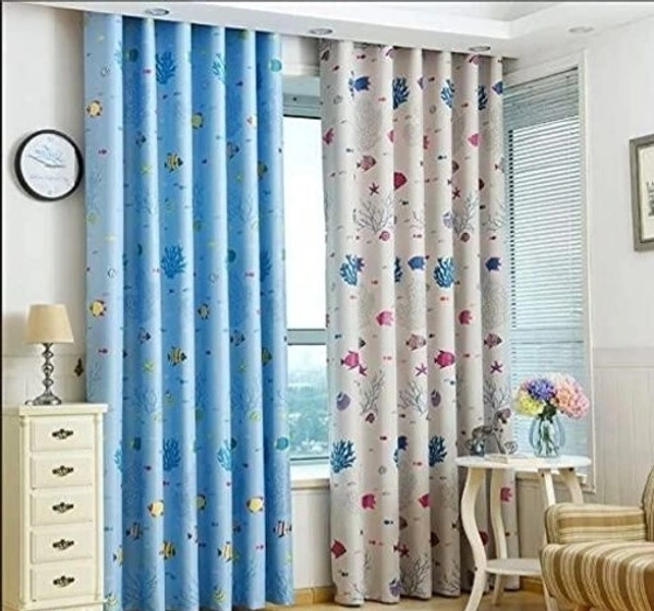 NOBELFAB 3D Printed Polyester Room Darkening Floral Printed Pack of 2 Room/Living Door Curtain 7 Feet /9 Feet with 2 Different Colour - 5 Feet