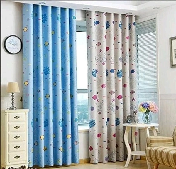 NOBELFAB 3D Printed Polyester Room Darkening Floral Printed Pack of 2 Room/Living Door Curtain 7 Feet /9 Feet with 2 Different Colour - 5 Feet