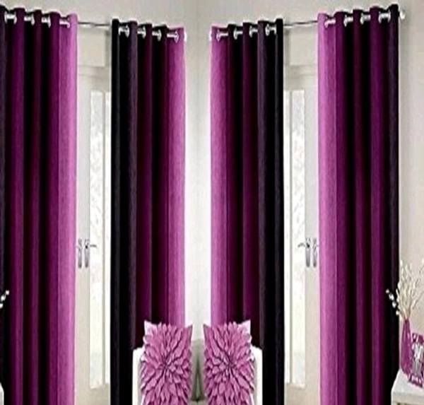 STAMEN Room Darkening 4 Different Sizes Full Length Fancy Modern Door Curtain Pack of 4 - 7 Feet, Purple