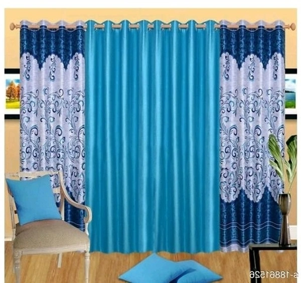 STAMEN Polyester Modern /Fancy High Quality Room Darkening For Room/Living Room Day /Night Indigo ColourCutain (7 Feet Pack of 4 )