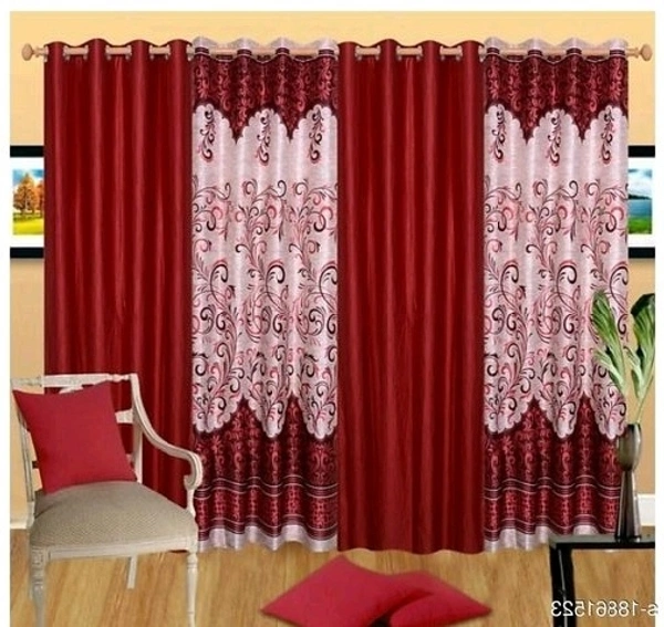 STAMEN Polyester Dark Maroon Modern /Fancy High Quality Room Darkening For Room/Living Room Day /Night Curtain (7 Feet, Pack of 4 )