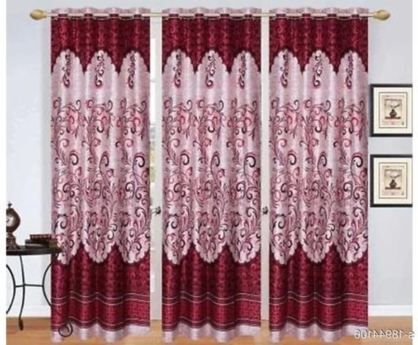 STAMEN Polyester Dark Maroon Modern /Fancy High Quality Room Darkening For Room/Living Room Day /Night Curtain (7 Feet, Pack of 3 )