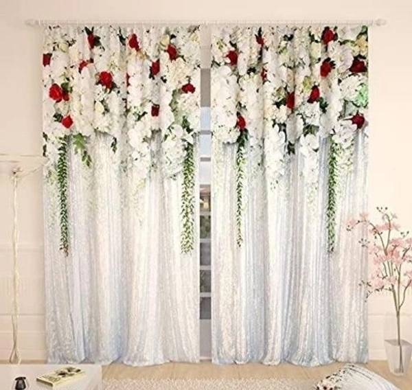 ANMOLFAB Polyester 3D Digital Floral Printed Day / Night Room Darkening For Room Living Room Curtain Pack of 2 - 9 Feet