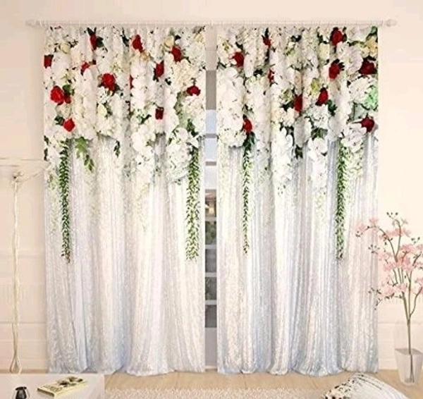 ANMOLFAB Polyester 3D Digital Floral Printed Day / Night Room Darkening For Room Living Room Curtain Pack of 2 - 9 Feet
