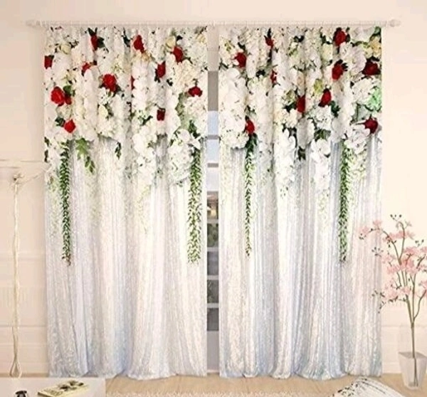 ANMOLFAB Polyester 3D Digital Floral Printed Day / Night Room Darkening For Room Living Room Curtain Pack of 2 - 9 Feet