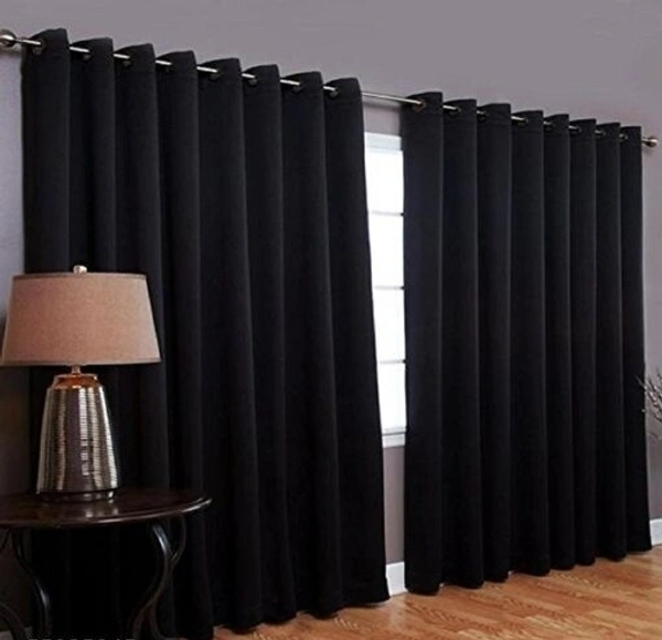 GARG TRAD Polyester Black Plain Day / Night Room Darkening For Window Door Room/Living Room Curtain Pack of 1 - 9 Feet