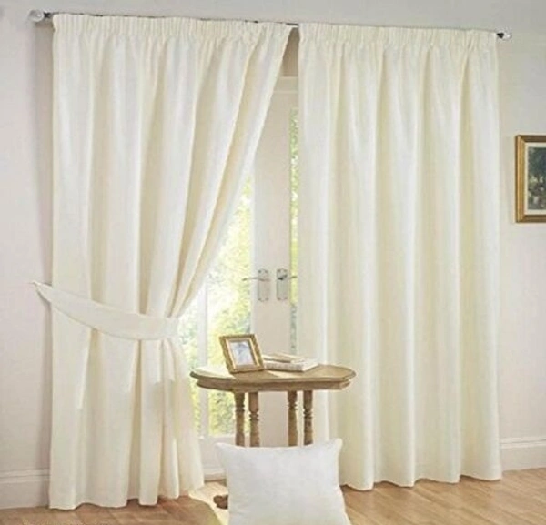 GARG TRAD Polyester White Plain Day / Night Room Darkening For Window Door Room/Living Room Curtain Pack of 2 - 9 Feet