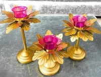NEWHADICRAFT INNOVATIVE Metal Lotus Shape Pot for Floating Flower and Lotus Lamp set of 4 For Entrance Diwali, Christmas/Mendir/Wedding/Festival/Patio Decor Free Shipping