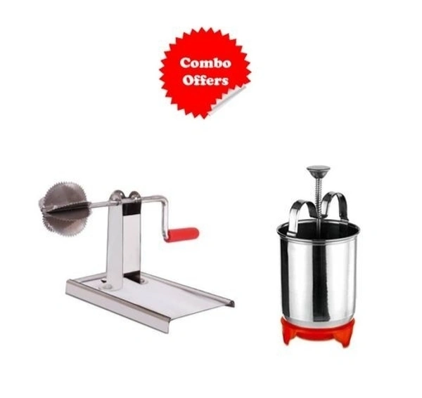 NANDANVAN Stainless Steel Meduvada Maker and Manual Hand Coconut Gratter kitchen Accessories Combo Offer Pack of 2