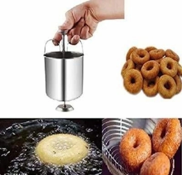 NANDANVAN Stainless Steel Meduvada Maker and Manual Hand Coconut Gratter kitchen Accessories Combo Offer Pack of 2