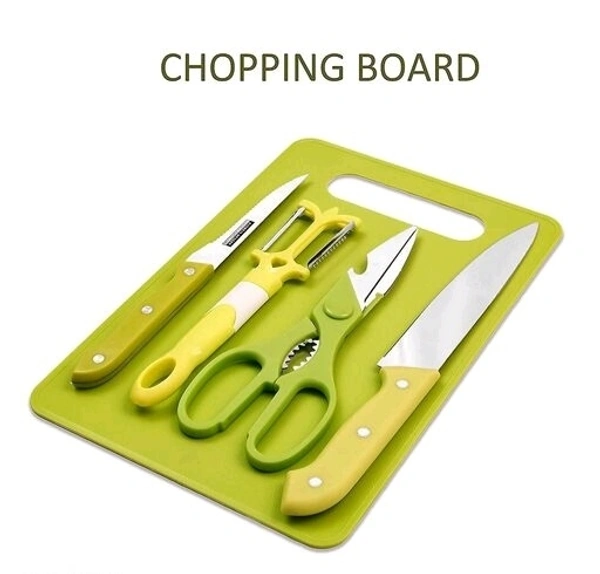 Vemina Traders BPA free Colourful Chopping Board Knife Spatula Combo set - Chopping Board with Knife Scissor Set