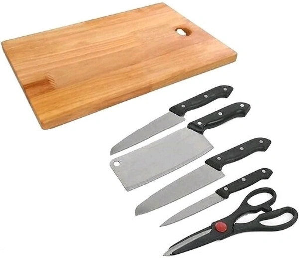 Modern Wooden Chopping Board With Kitchen knife & Scissor Sets