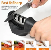 MOBFEST 3 in1 Kitchen Knife Accessories 3 Stag Knife Sharpner Tool Help Repair, Restore , Polish Detachable Blades