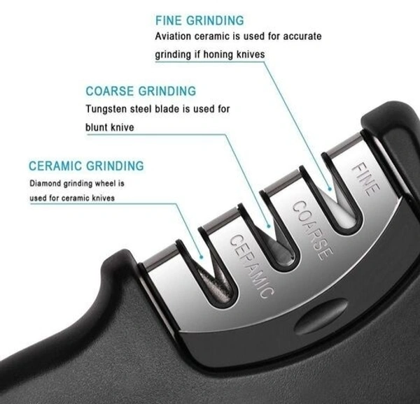 MOBFEST 3 in1 Kitchen Knife Accessories 3 Stag Knife Sharpner Tool Help Repair, Restore , Polish Detachable Blades