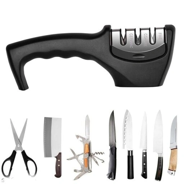 MOBFEST 3 in1 Kitchen Knife Accessories 3 Stag Knife Sharpner Tool Help Repair, Restore , Polish Detachable Blades