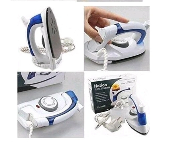 RUSHAAN TRADERS New White Folding Portable Iron Compact Touchup and Perfect Portable Foldable Travel Iron 750W Consumption COLLAR For Indian Plug