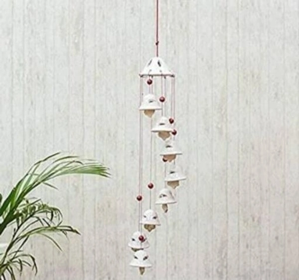 Handcrafted Ceramic Wind White 8 Bells Chime For Outdoor/Indoor/Garden/Bedroom/Balcony/Terrace
