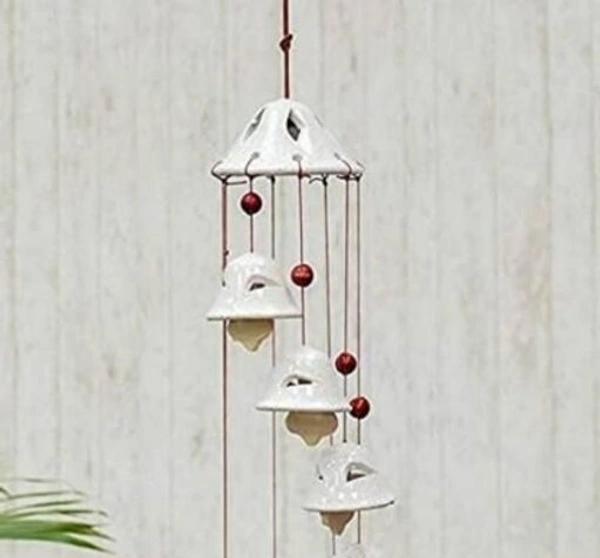 Handcrafted Ceramic Wind White 8 Bells Chime For Outdoor/Indoor/Garden/Bedroom/Balcony/Terrace