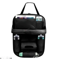 Car back Seat Organizer with Tablet Holder,6 Storage Pouch Bottle bottle hoderH/Foldable Tray holder Accessories Black 1pcs
