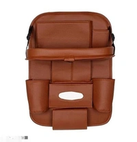 Car back Seat Organizer with Tablet Holder,6 Storage Pouch Bottle bottle hoderH/Foldable Tray holder Accessories Brown 1pcs