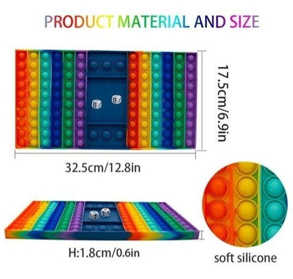 Big PopFidget Popit Rainbow Colour Jumbo Popit with 2 Dice For 2 Players above age 3+ Board Game
