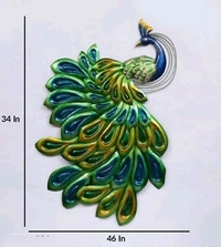 KAPTOWN Handmade Iron Sitting Peacock Led Back Light Rajasthani Art Wall Decor 36inch.