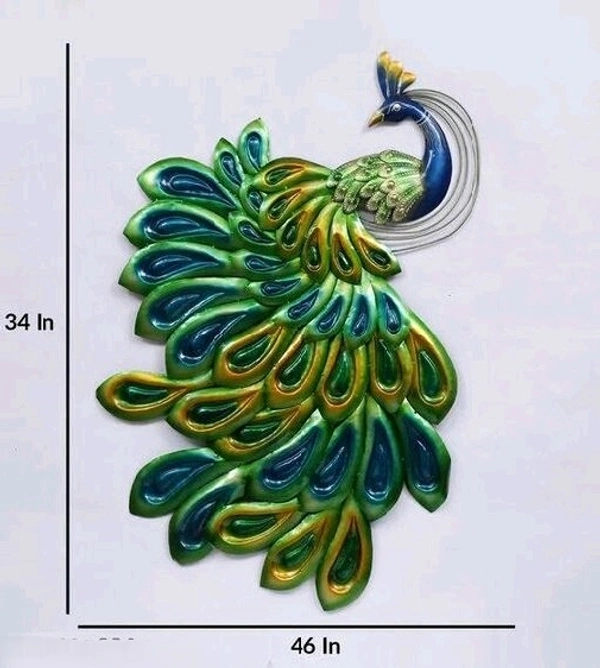 KAPTOWN Handmade Iron Sitting Peacock Led Back Light Rajasthani Art Wall Decor 36inch.