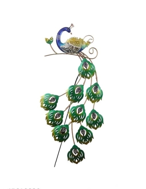 36 Inch Handmade Led Metal Wall Decor With Rajasthani Art Sitting Peacock .