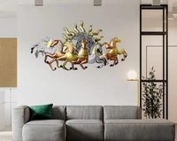 Yanoworld Seven Running horse with Sun ray Wall Decor/Wall /Wall Hanging
