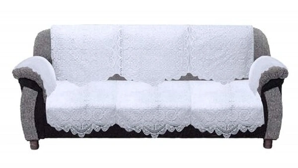 Reversable Cotton 5 Seater Sofa Cover With 6 Pieces Arms cover And 1 Center Table Cover Use Both Side, Living Room, Drawing Room, Bedroom, Guest Room (Set Of17, White) - White