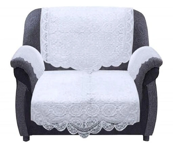 Reversable Cotton 5 Seater Sofa Cover With 6 Pieces Arms cover And 1 Center Table Cover Use Both Side, Living Room, Drawing Room, Bedroom, Guest Room (Set Of17, White) - White