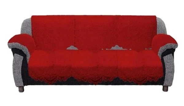 Reversable Cotton 5 Seater Sofa Cover With 6 Pieces Arms cover And 1 Center Table Cover Use Both Side, Living Room, Drawing Room, Bedroom, Guest Room (Set Of17, White) - Maroon