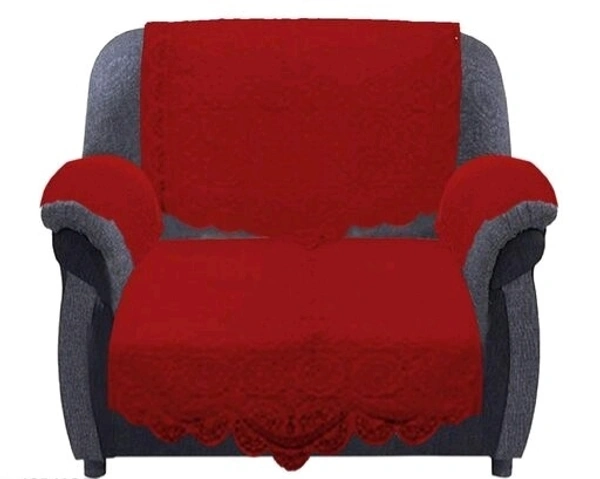 Reversable Cotton 5 Seater Sofa Cover With 6 Pieces Arms cover And 1 Center Table Cover Use Both Side, Living Room, Drawing Room, Bedroom, Guest Room (Set Of17, White) - Maroon