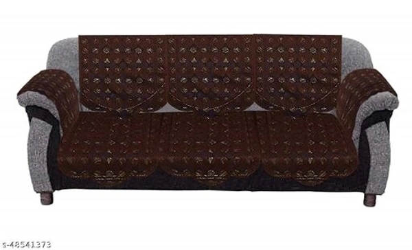 Reversable Cotton 5 Seater Sofa Cover With 6 Pieces Arms cover And 1 Center Table Cover Use Both Side, Living Room, Drawing Room, Bedroom, Guest Room (Set Of17, White) - Brown