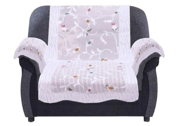 Reversable Cotton 5 Seater Sofa Cover With 6 Pieces Arms cover And 1 Center Table Cover Use Both Side, Living Room, Drawing Room, Bedroom, Guest Room (Set Of17, White) - Floral Printed White