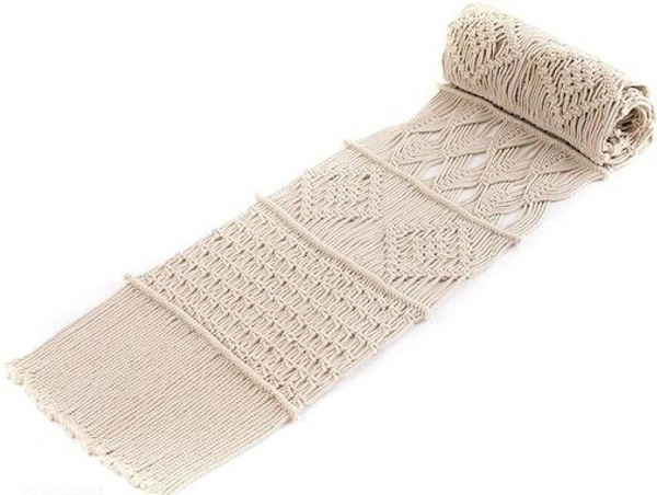 MACRAME Handmade Off White 6 seater 14 × 83 inch Long Table Runner -