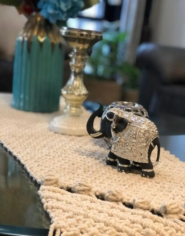 MACRAME Handmade Off White 6 seater 14 × 83 inch Long Table Runner -