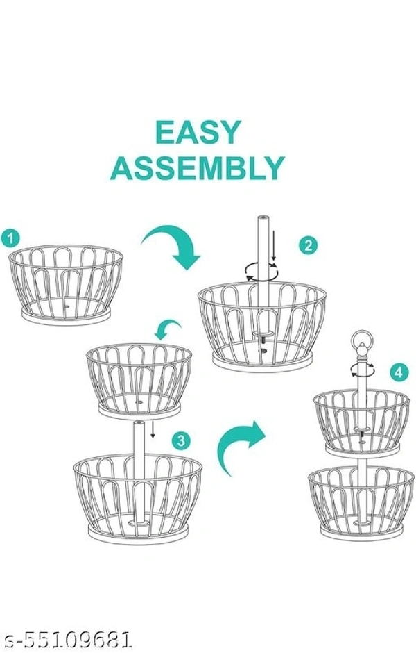 Trendy Handicraft 2 metal and wooden Tier kitchen fruit and vegetable Basket for Organizing and Decorate in living Room and Dinnerware