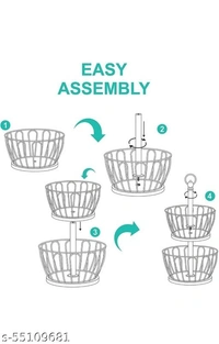 Trendy Handicraft 2 metal and wooden Tier kitchen fruit and vegetable Basket for Organizing and Decorate in living Room and Dinnerware