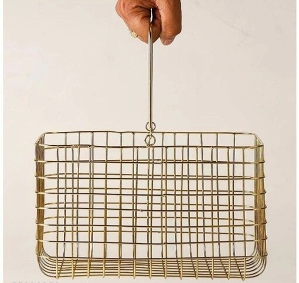 KB Handicraft Rectangle Metal Copper Witoutlid Fruit/Vegetable/Kitchen Organizers Copper colour Basket Basket For Kitchen Living Room