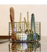 KB Handicraft Rectangle Metal Copper Witoutlid Fruit/Vegetable/Kitchen Organizers Copper colour Basket Basket For Kitchen Living Room