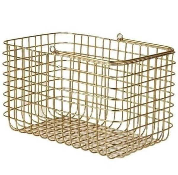 KB Handicraft Rectangle Metal Copper Witoutlid Fruit/Vegetable/Kitchen Organizers Copper colour Basket Basket For Kitchen Living Room