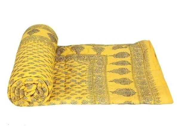 Rajasthani Organic Cotton Singlebed Jaipuri Ac Quilt/Razai - Yellow
