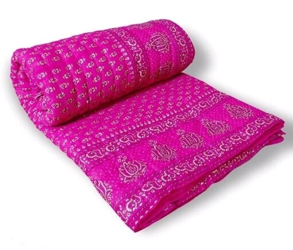Rajasthani Organic Cotton Singlebed Jaipuri Ac Quilt/Razai - Pink