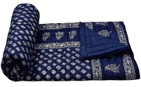 Rajasthani Organic Cotton Singlebed Jaipuri Ac Quilt/Razai - Blue